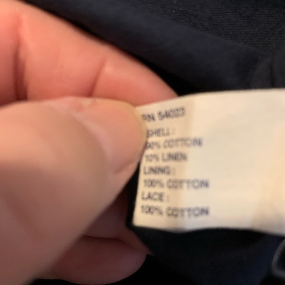 Gap Linen & Cotton Blend Navy Blue Summer Sleeveless Dress with Pockets & Lace 4 - Picture 4 of 7